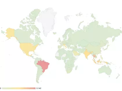 Global distribution of Emotet infected systems